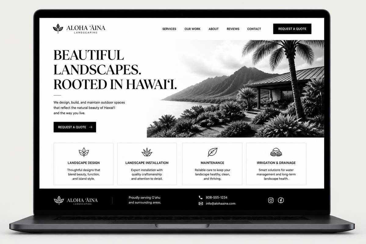 Website design concept for Lanai Landscaping